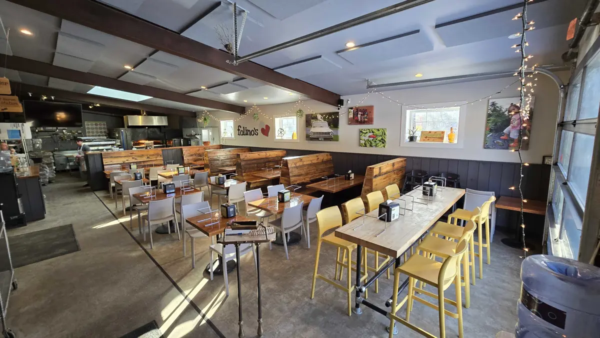 Burlington dining room, yellow chairs