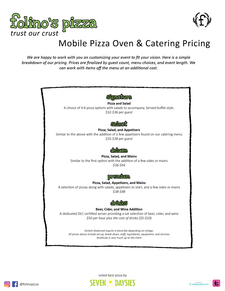 Mobile Pizza Oven and Catering Pricing